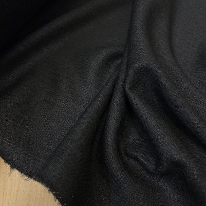 Vzorek - Černý polyester, lněný vzhled