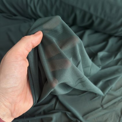 Síťovaný úplet lahvově zelený synt.vl.