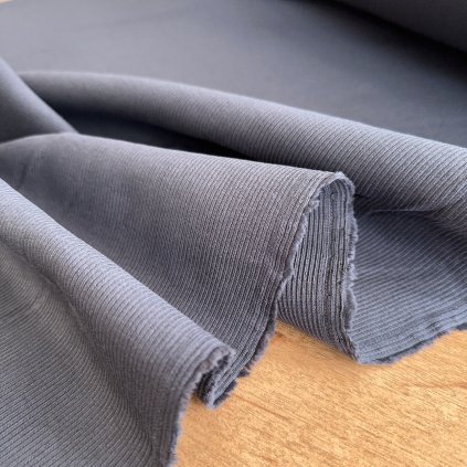 Vzorek - Žebrovaný náplet tmavá šedá, bavlna s elastanem