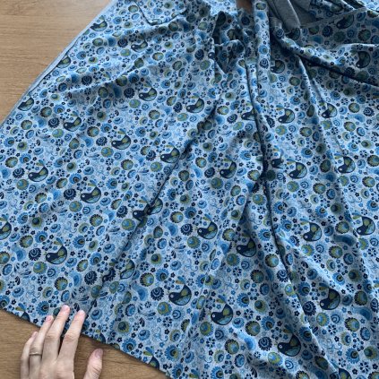 Vzorek - Bavlněný úplet s elastanem folklorní kuřátka