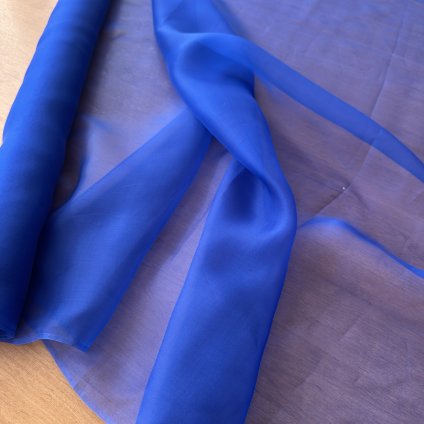 Organza modrá, hedvábí