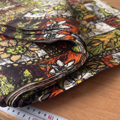 Vzorek - Retro bytový těžší len 100%stav