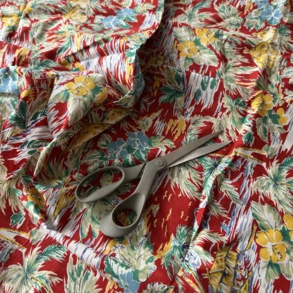 Plátno retro Hawai print, bavlna