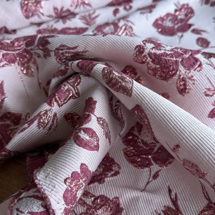 Vzorek - Brokát růžový, růže