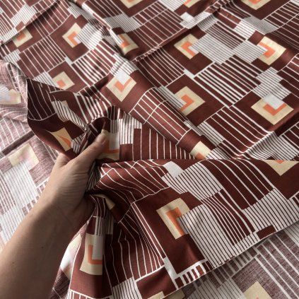 Plátno retro geometrie, bavlna