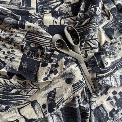 Mušelín / krep retro abstrakce vss