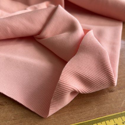 Vzorek - Broskvový náplet žebro tunel, bavlna s elastanem