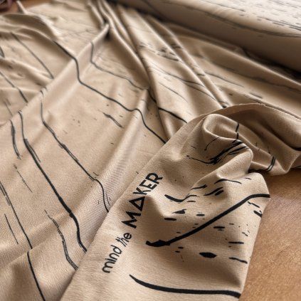 Tričkový úplet Mind the Maker Stray Lines Dune ECOVERO™ viskóza pískový