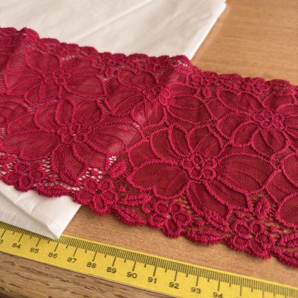 Vínová pružná krajka Tylex 15,5 cm