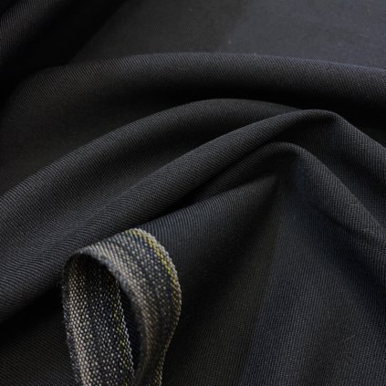 Vlna/polyester černý oblekový kepr, Oeko-Tex standard 100, made in Slovakia