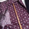 Fialovo-vínový bavlněný flanel s kvítky