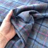 Modrý károvaný tvíd vlna se syntetickými vlákny