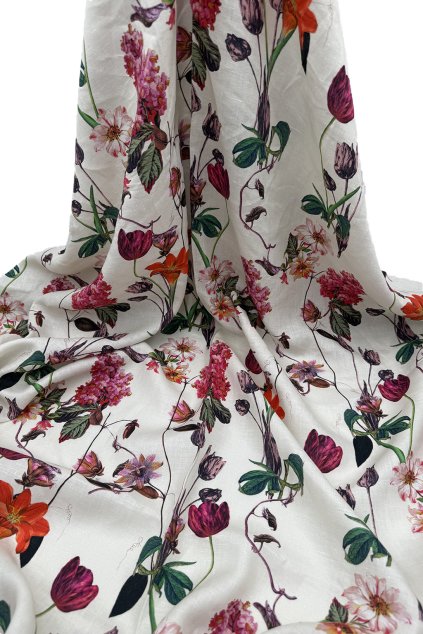 Len metráž BAREVNÉ KYTKY látka premium