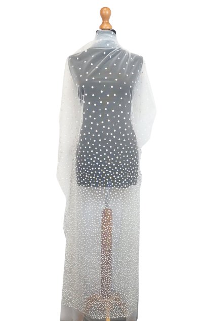 Svatební vyšívaný tyl Snow ivory