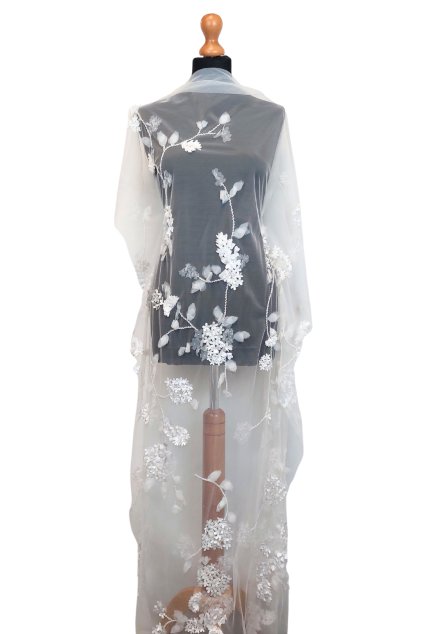 Svatební vyšívaný tyl Lea ivory