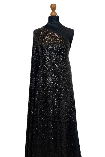 Elastický tyl s flitry Černá