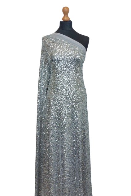 Elastický tyl s flitry Stříbrná