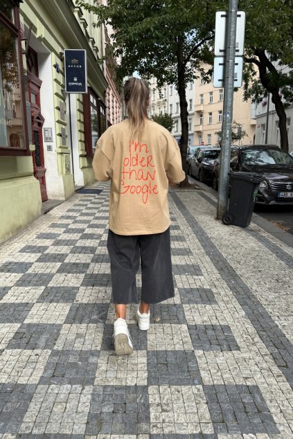 Oversize tričko | I'm older than Google | béžová (Velikost Velká)