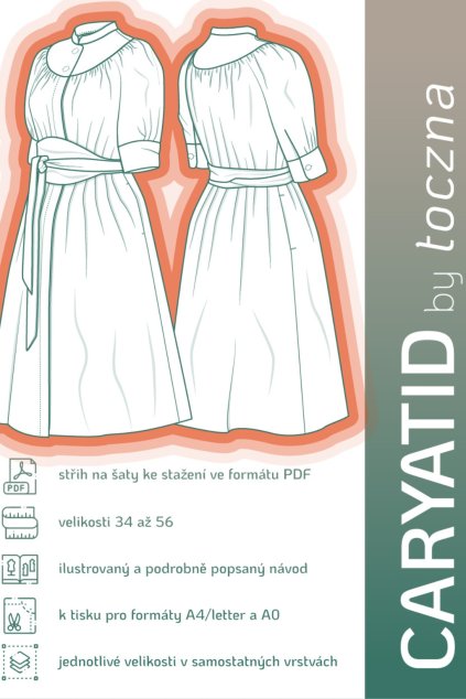 Střih na šaty CARYATID od TOCZNA (Velikost 34-56)