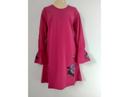 S2520 Coandin dámská noční košile dlouhý rukáv - sytě růžová