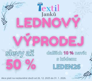 ❄️ LEDNOVÝ VÝPRODEJ v Textil Janku! ❄️ Zima přeje skvělým nákupům 🧥👕 👉 Sleva až 50 % na vybrané modely 🎁 Extra –10 % s...