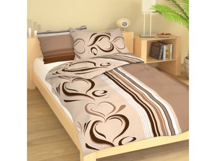 Krepové povlečení Srdce hnědé