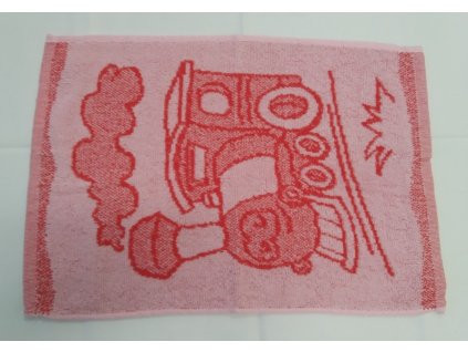 detsky frote rucnik 30x50 motiv masinka cerveny 1