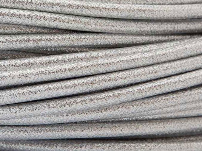 Textilní kabel 2 x 0,75mm kovová stříbrná