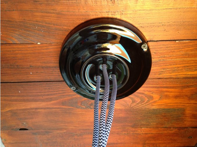 Keramický baldachýn na 3 kabely černý