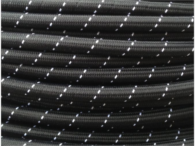 TEXTILNÍ KABEL 2 X 0,75MM PATTERN ROUND ČERNO - BÍLÝ