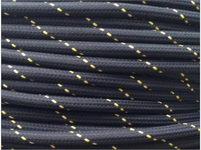 Textilní kabel 2 x 0,75mm PATTERN ROUND ČERNO - ŽLUTÝ