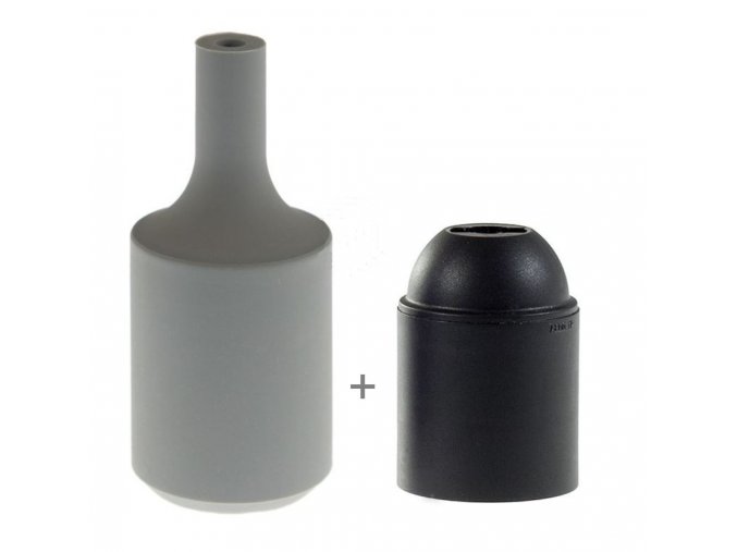 Silikonový návlek s plastovou objímkou E27   - ŠEDÝ