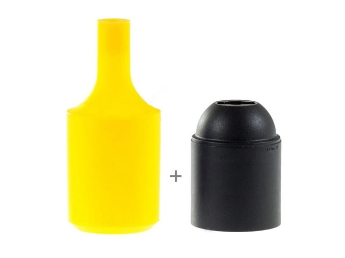 Silikonový návlek s plastovou objímkou E27   - ŽLUTÝ