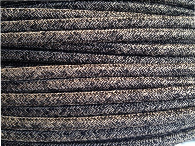 Bavlněný textilní kabel 2x0,75mm černobílý melír