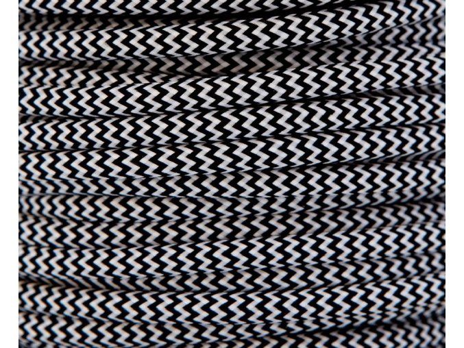 Textilní kabel černobílý CIKCAK 3 X 0,75 mm