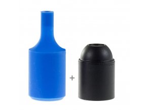 Silikonový návlek s plastovou objímkou E27   - MODRÝ