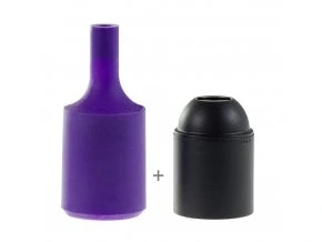 Silikonový návlek s plastovou objímkou E27   - FIALOVÝ