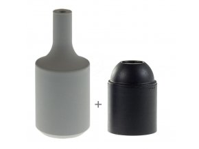 Silikonový návlek s plastovou objímkou E27   - ŠEDÝ