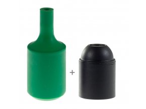 Silikonový návlek s plastovou objímkou E27   - ZELENÁ