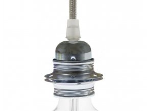 Kovová objímka E27 pro stínidlo METALICKÁ STŘÍBRNÁ