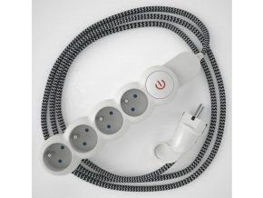 Prodlužovací 4 zásuvka + CIKCAK černobílý kabel