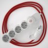 Prodlužovací 4 zásuvka + červený kabel