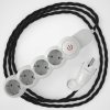 Prodlužovací 4 zásuvka + černý splétaný kabel