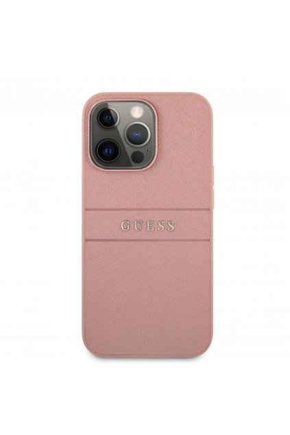 Guess PU Leather Saffiano Pink Kryt iPhone 14 Pro Max 2