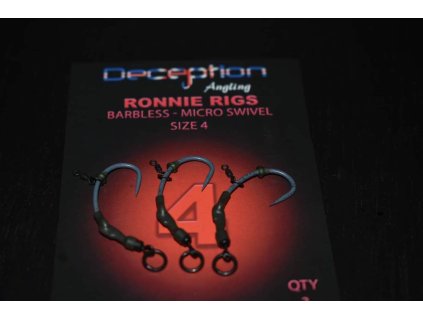 Deception Angling Ronnie Rigs (3 per pack) – Barbless with Micro Swivel (Počet Velikost 6)