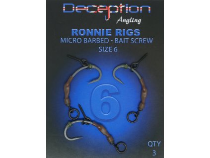 Deception Angling Ronnie Rigs (3 per pack) – Micro Barbed with Bait Screw (Počet Velikost 6)
