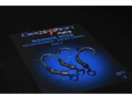 Deception Angling Ronnie Rigs (3 per pack) – Micro Barbed with Micro Swivel (Počet Velikost 6)