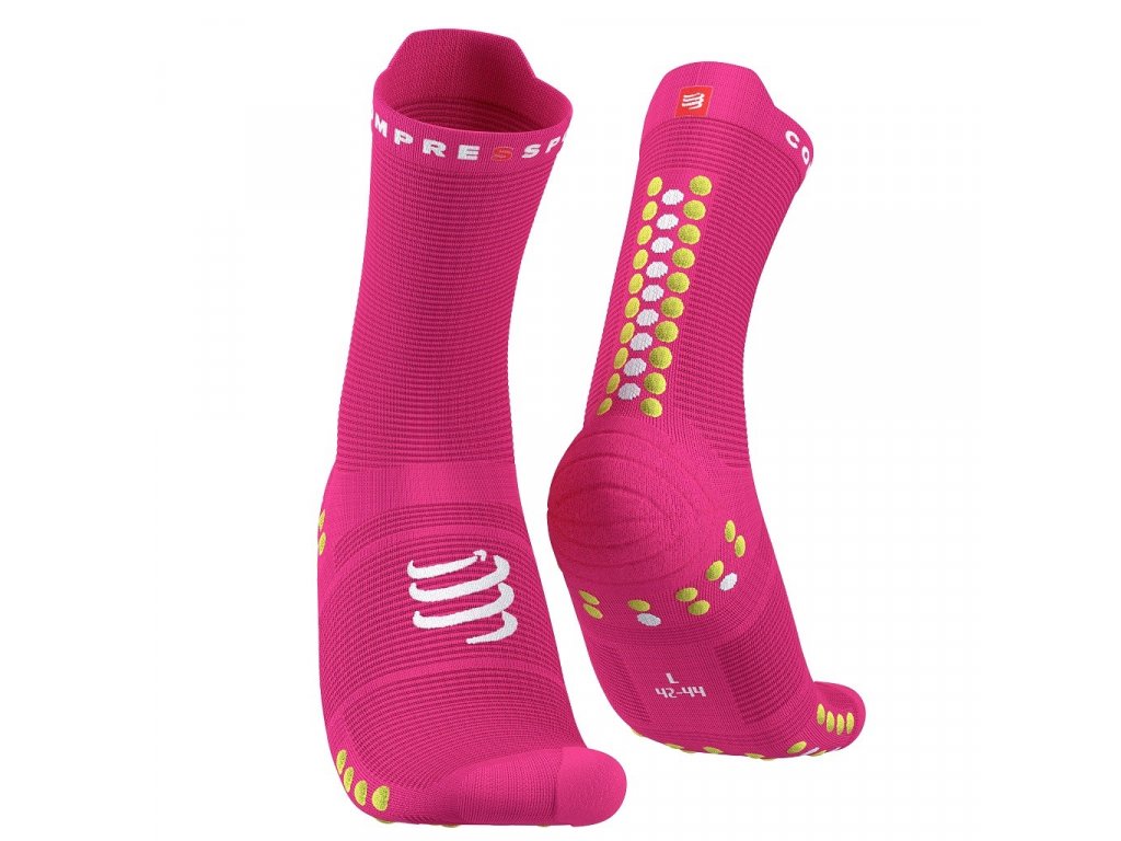 pro racing socks v4 0 run high fluo pink primrose t2