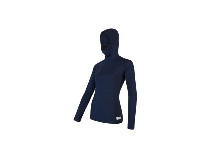 SENSOR MERINO DF dámské triko s kapucí deep blue XL