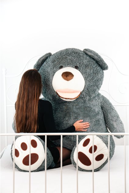 Velký plyšový medvěd 200 cm USA - ŠEDÝ